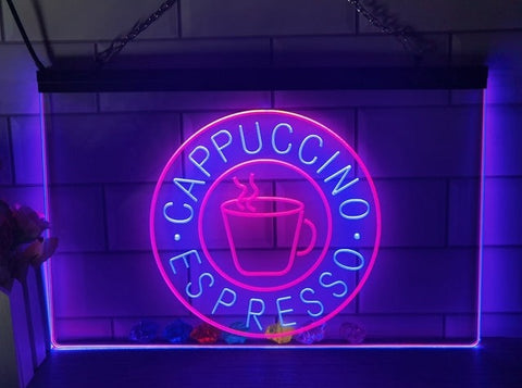 Image of Cappuccino Espresso Coffee Two Tone Illuminated Sign