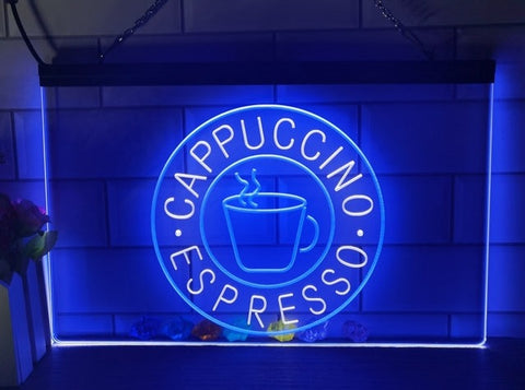 Image of Cappuccino Espresso Coffee Two Tone Illuminated Sign