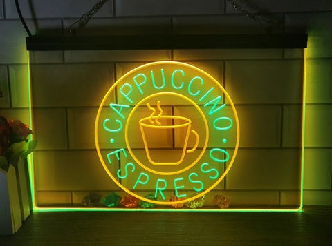 Image of Cappuccino Espresso Coffee Two Tone Illuminated Sign