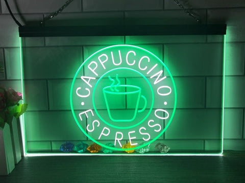 Image of Cappuccino Espresso Coffee Two Tone Illuminated Sign