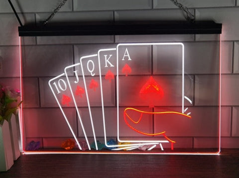 Image of Poker Hand Two Tone Illuminated Sign