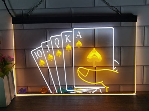 Image of Poker Hand Two Tone Illuminated Sign