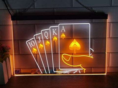 Image of Poker Hand Two Tone Illuminated Sign