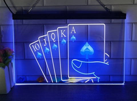 Image of Poker Hand Two Tone Illuminated Sign