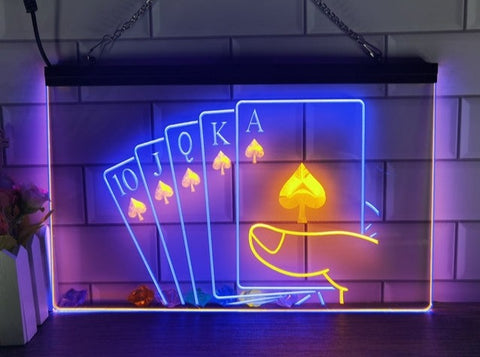 Image of Poker Hand Two Tone Illuminated Sign