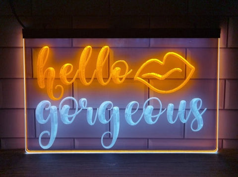 Image of Hello Gorgeous Two Tone Illuminated Sign