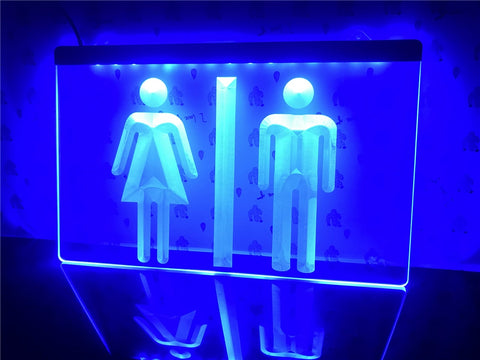 Image of Toilet Washroom LED neon sign in blue