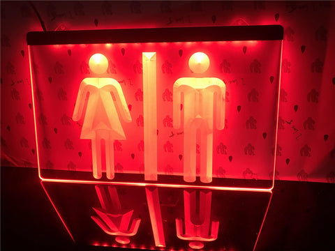 Image of Toilet Washroom LED neon sign in red