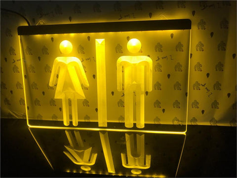 Image of Toilet Washroom LED neon sign in yellow