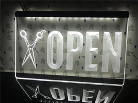 Open Barber Shop Illuminated Sign