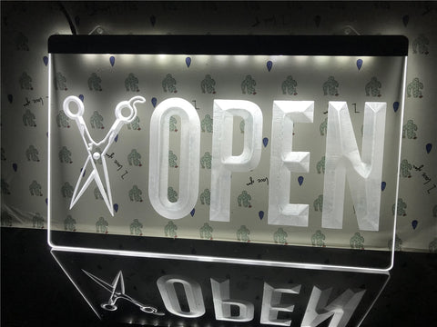 Image of Open Barber Shop Illuminated Sign