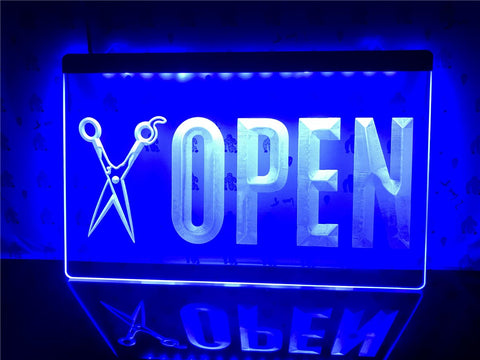 Image of Open Barber Shop Illuminated Sign