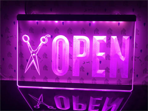 Image of Open Barber Shop Illuminated Sign