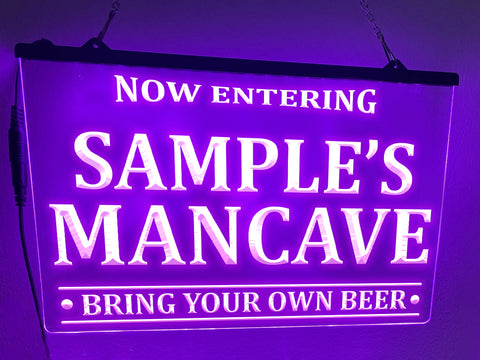 Image of Now Entering Man Cave Personalized Illuminated Sign