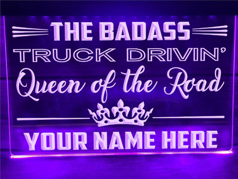 Image of Queen of the Road Personalized Illuminated Sign