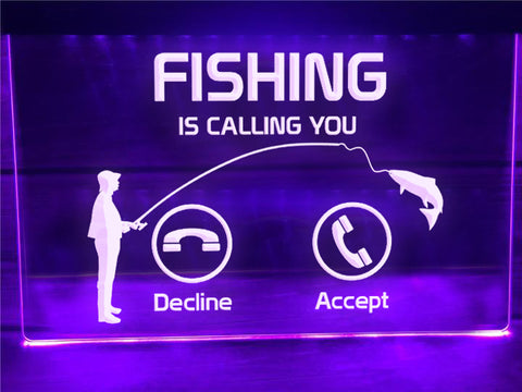 Image of Fishing is Calling Illuminated Sign