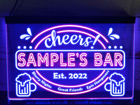 Image of Epic Hangovers Personalized Two Tone Illuminated Bar Sign