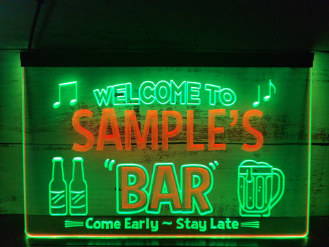 Image of Welcome to My Bar Personalized Two Tone Illuminated Sign