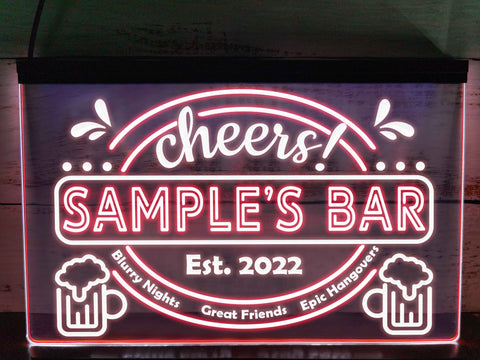 Image of Epic Hangovers Personalized Two Tone Illuminated Bar Sign
