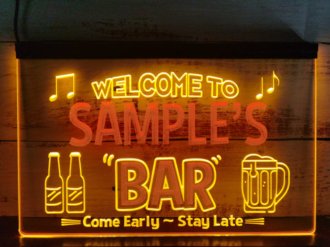 Image of Welcome to My Bar Personalized Two Tone Illuminated Sign