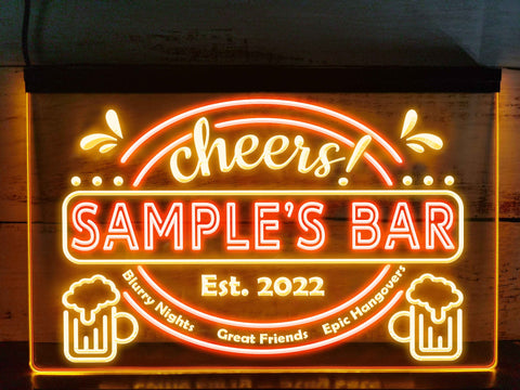 Image of Epic Hangovers Personalized Two Tone Illuminated Bar Sign