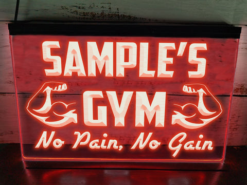 Image of No Pain, No Gain Personalized Illuminated Gym Sign