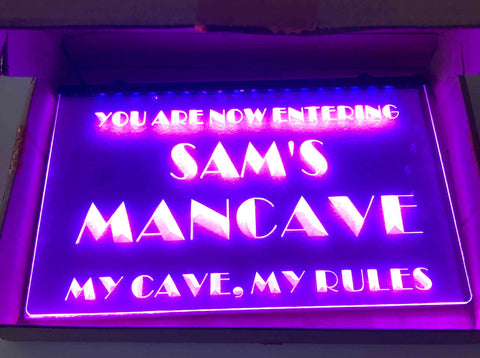 Image of My Cave My Rules Personalized Illuminated Sign