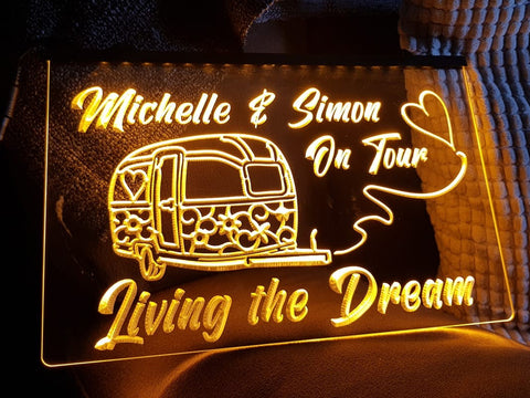 Image of On Tour Living the Dream Personalized Illuminated Sign