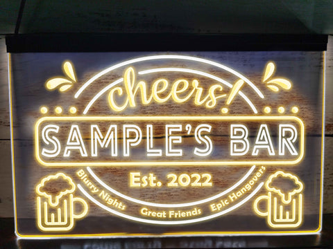 Image of Epic Hangovers Personalized Two Tone Illuminated Bar Sign
