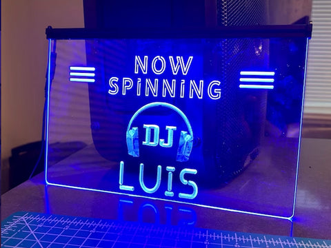 Image of DJ Now Spinning Personalized Illuminated Sign