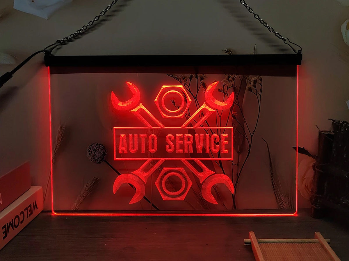 Auto Service Garage Mechanic MOT LED Neon Sign
