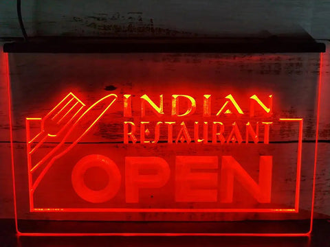 Image of Indian Restaurant Open LED Neon Illuminated Sign