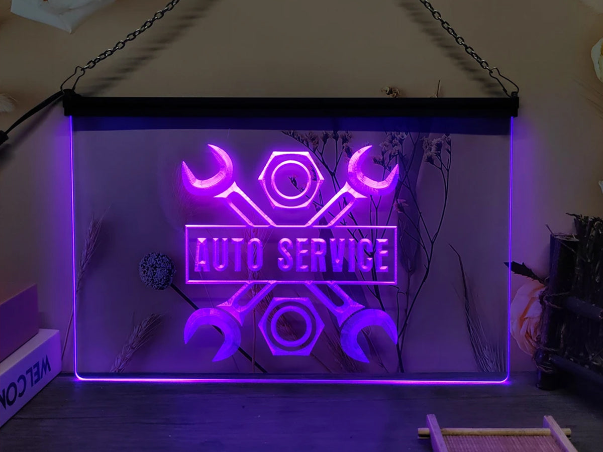 Auto Service Garage Mechanic MOT LED Neon Sign