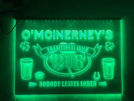 Personalized Irish Pub LED neon sign in green