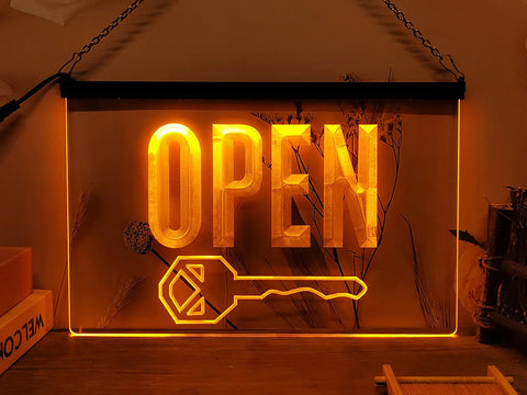 Image of Key Cutting Open LED Neon Illuminated Sign