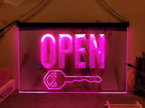 Image of Key Cutting Open LED Neon Illuminated Sign