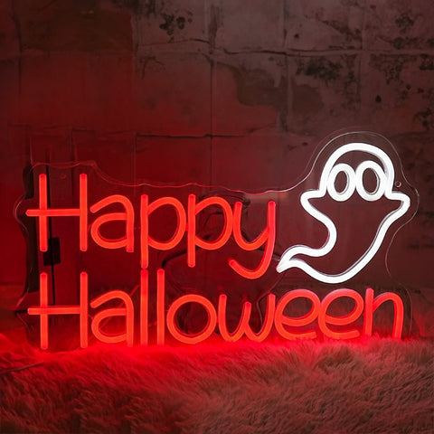 Image of Happy Halloween Ghost LED Neon Flex Sign