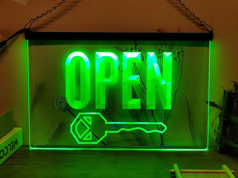 Image of Key Cutting Open LED Neon Illuminated Sign