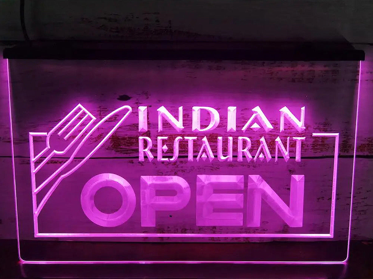 Indian Restaurant LED neon sign in pink