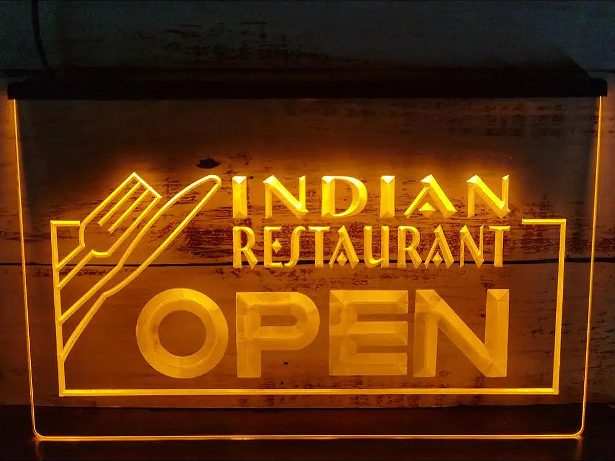 Indian Restaurant LED neon sign in orange