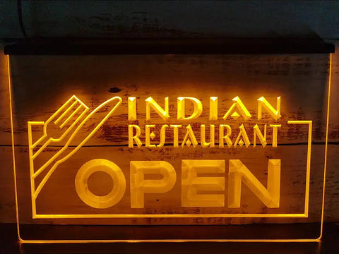 Image of Indian Restaurant Open LED Neon Illuminated Sign