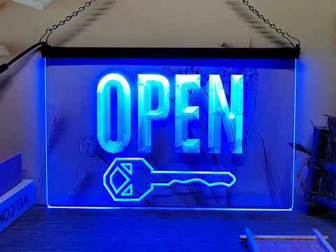 Image of Key Cutting Open LED Neon Illuminated Sign