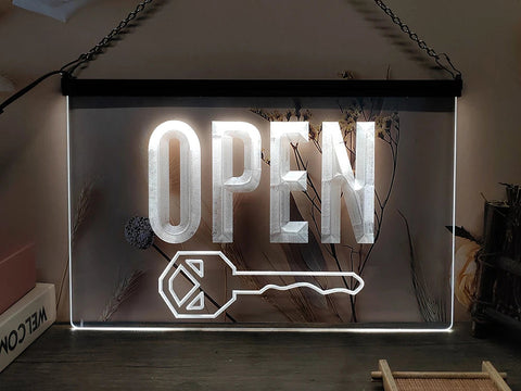 Image of Key Cutting Open LED Neon Illuminated Sign