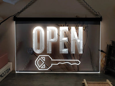 Key Cutting Open LED Neon Illuminated Sign