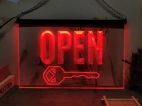 Image of Key Cutting Open LED Neon Illuminated Sign