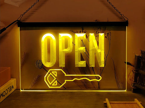 Image of Key Cutting Open LED Neon Illuminated Sign