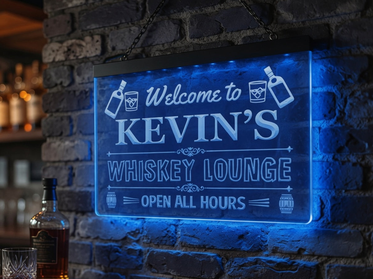 Welcome to My Whiskey Lounge Personalized Illuminated Sign