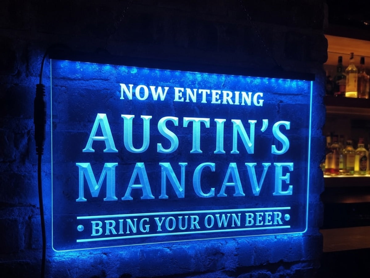 Now Entering Man Cave Personalized Illuminated Sign