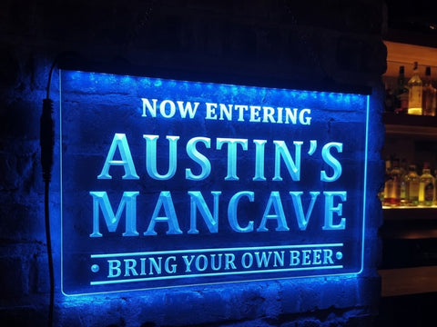 Image of Now Entering Man Cave Personalized Illuminated Sign