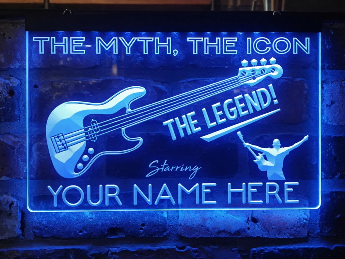 Bass Guitar Legend Personalized Illuminated Sign